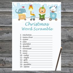 Christmas party games,Christmas Word Scramble Game Printable,Christmas train animals Christmas Trivia Game Cards