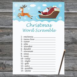 Christmas party games,Christmas Word Scramble Game Printable,Santa claus reindeer Christmas Trivia Game Cards