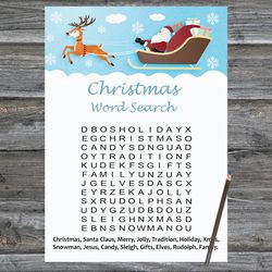 Christmas party games,Christmas Word Search Game Printable,Santa claus reindeer Christmas Trivia Game Cards