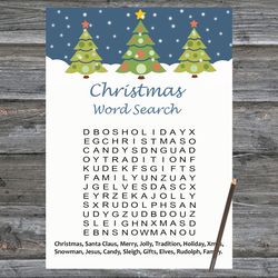 Christmas party games,Christmas Word Search Game Printable,Christmas tree Christmas Trivia Game Cards