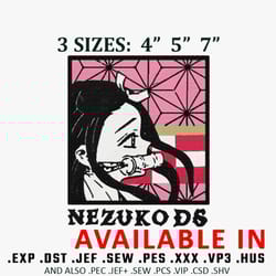 nezuko ds embroidery design, demon slayer embroidery, anime design, anime shirt, embroidery shirt, digital download