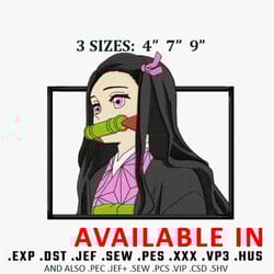 nezuko bamboo embroidery design, demon slayer embroidery, anime design, anime shirt, embroidery shirt, digital download