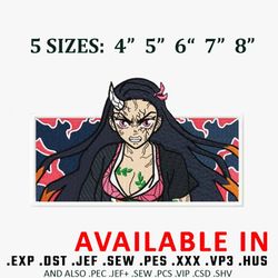 nezuko demon embroidery design, demon slayer embroidery, anime design, anime shirt, embroidery shirt, digital download