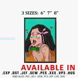 nezuko agehao embroidery design, demon slayer embroidery, anime design, embroidery shirt, anime shirt, digital download
