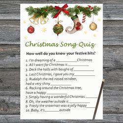 Christmas party games,Christmas Song Trivia Game Printable,Christmas decorations Christmas Trivia Game Cards