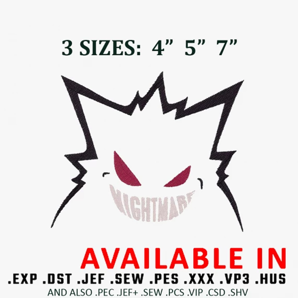 Nightmare monster embroidery design