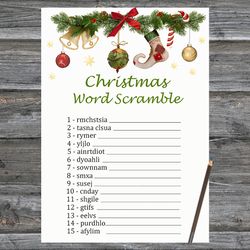 Christmas party games,Christmas Word Scramble Game Printable,Christmas decorations Christmas Trivia Game Cards