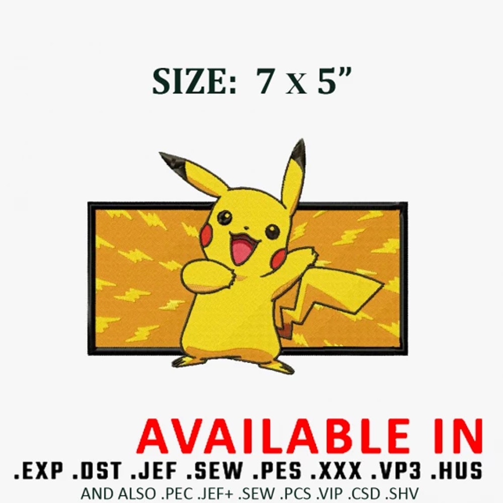 Pikachu frame embroidery design