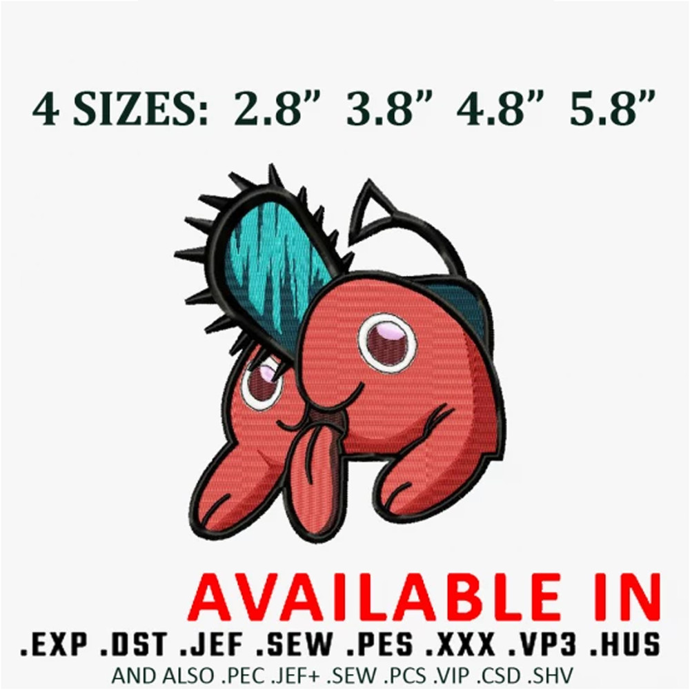 Pochita cute embroidery design