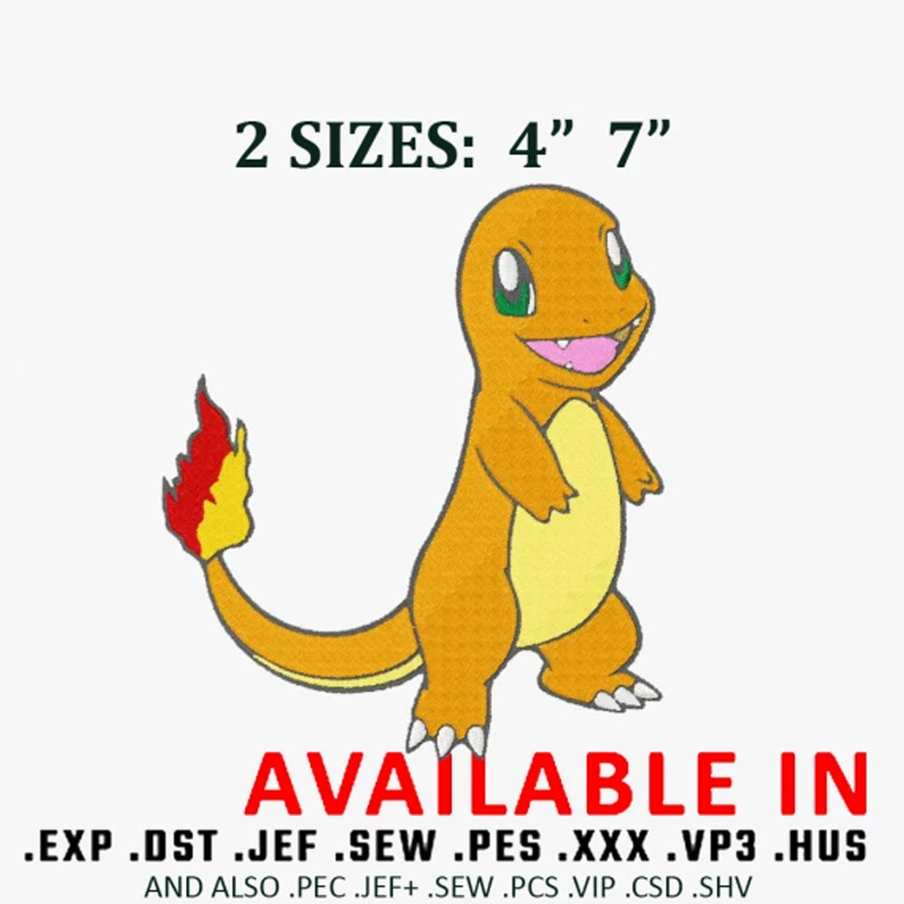 Charmander embroidery design