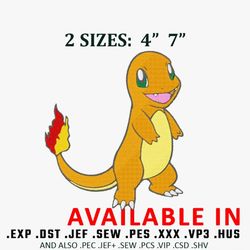 charmander embroidery design, pokemon embroidery, anime design, embroidery shirt, anime shirt, digital download