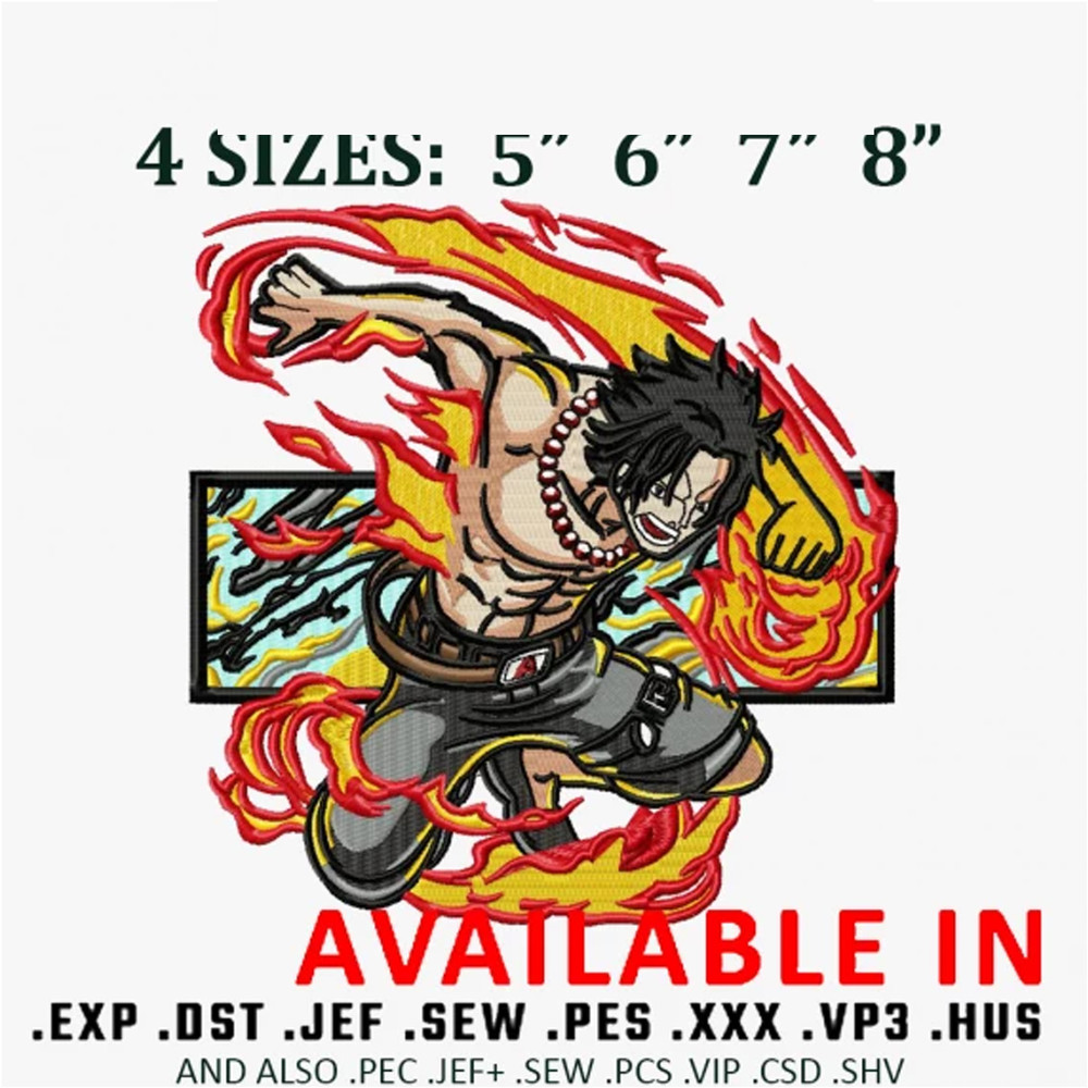 Portgas d ace embroidery design