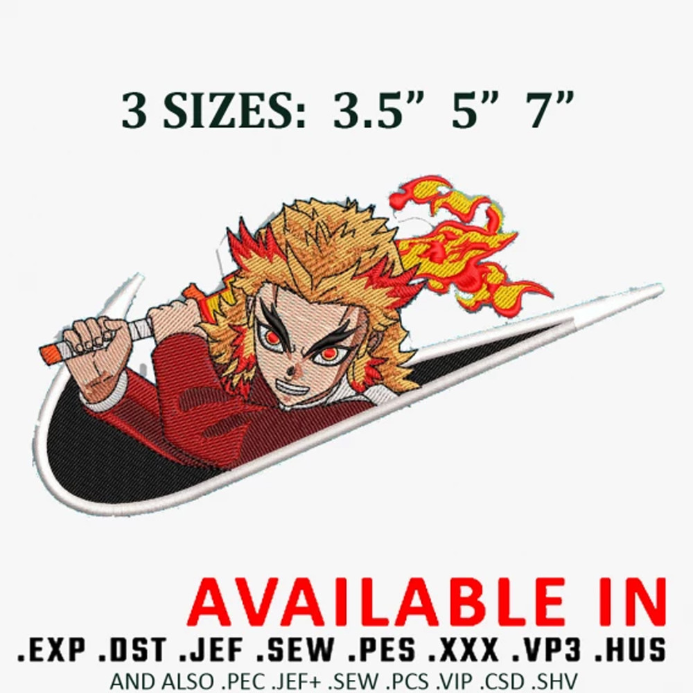 Rengoku swoosh embroidery design