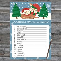 Christmas party games,Christmas Word Scramble Game Printable,Christmas deers Christmas Trivia Game Cards