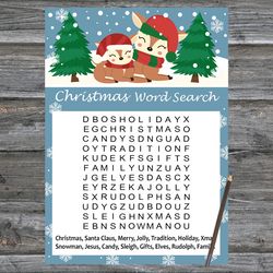 Christmas party games,Christmas Word Search Game Printable,Christmas deers Christmas Trivia Game Cards