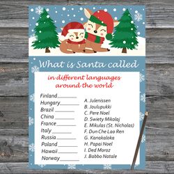 Christmas party games,Christmas Around the World Game Printable,Christmas deers Christmas Trivia Game Cards