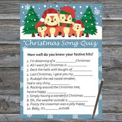 Christmas party games,Christmas Song Trivia Game Printable,Christmas foxs Christmas Trivia Game Cards