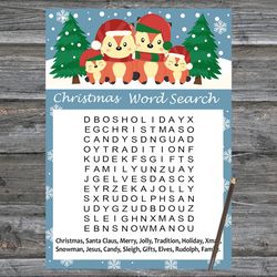 Christmas party games,Christmas Word Search Game Printable,Christmas foxs Christmas Trivia Game Cards