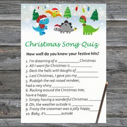 Christmas party games,Christmas Song Trivia Game Printable,Christmas dinosaur Christmas Trivia Game Cards
