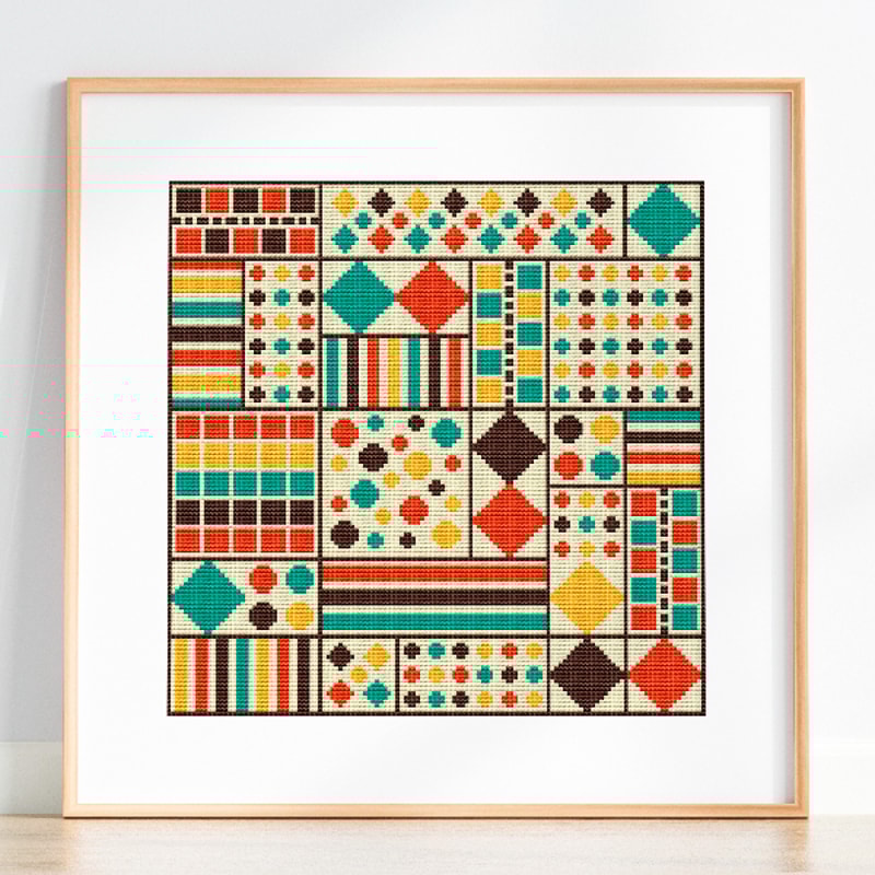 mid century modern cross stitch pattern