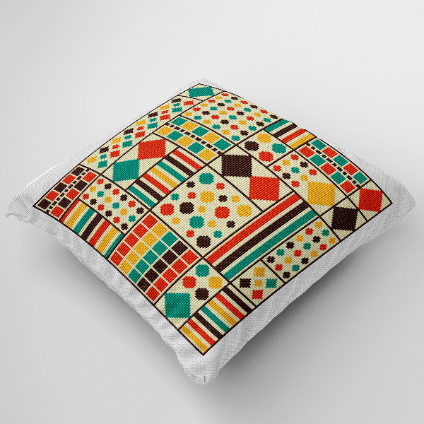 mid century modern cross stitch pattern pillow