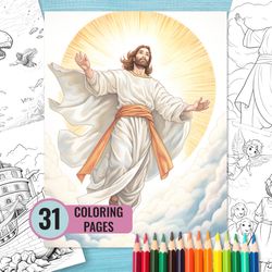 Christian Coloring Pages, 31 Printable Bible Story Page For Adult And Kids, Sunday School Coloring Book,instant Download