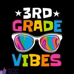 3rd grade vibes with colored glasses back to school svg