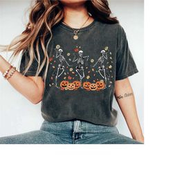 skeleton halloween comfort colors shirt, pumpkin halloween , pumpkin shirt, fall sweatshirt spooky season tshirt, fall s