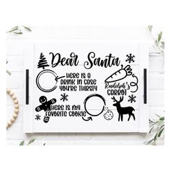 dear santa cookies and milk tray svg png pdf, dear santa svg, christmas tray svg, santa tray svg, christmas cookie and m