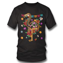 sugar skull mexican flamingo bone halloween family shirt