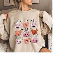 vintage mickey and friends halloween shirt, disney pumpkins shirt, fall sweatshirt, disney skeleton halloween shirt, hap