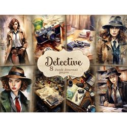Detective Junk Journal Pages | Woman Ephemera