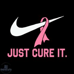 just cure it nike brand with pink ribbon svg, breast cancer svg