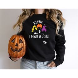 Winnie I Smell a Child Halloween Sweatshirt Gift for Mom Witch Fall Sweater Halloween Baby Shower Party Sweatshirt Witch