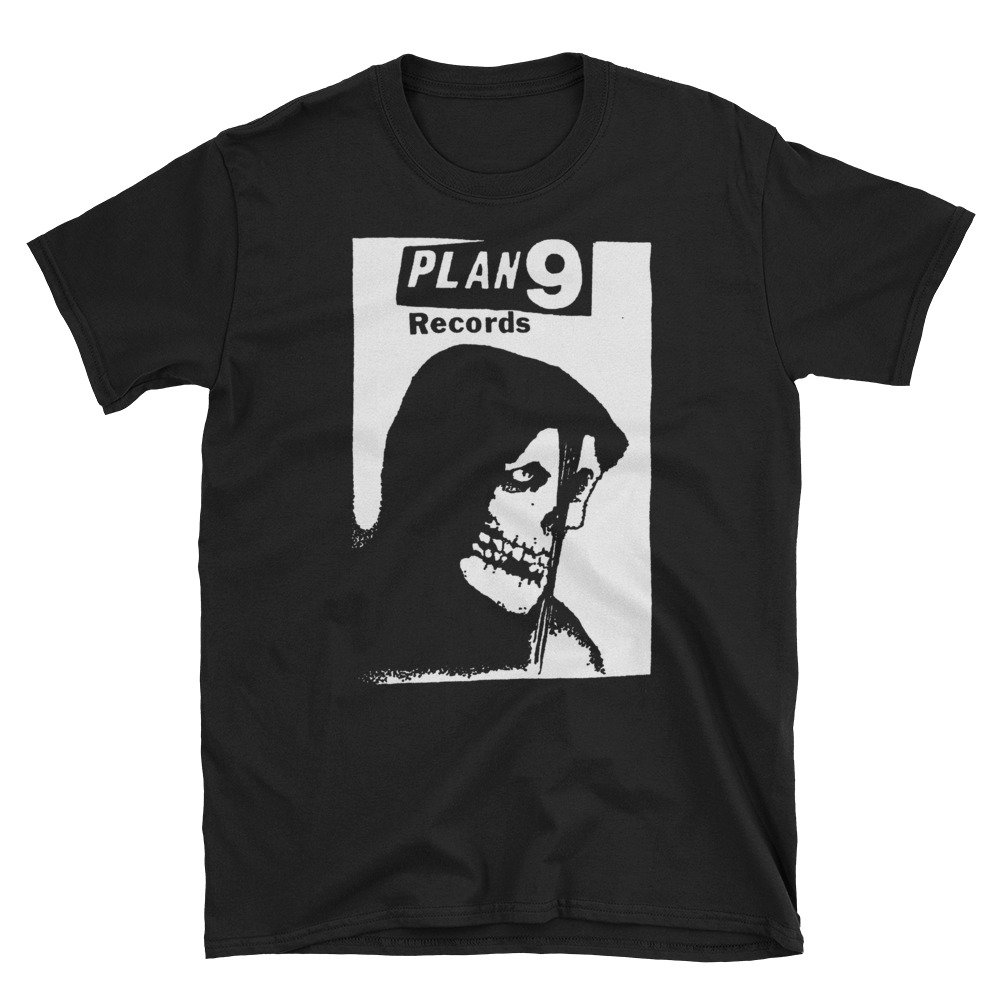 Plan 9 records T-Shirt, Misfits, Samhain, Danzig, Black Flag, Circle Jerks, Bad Brains, Germs, Punk, Goth, Deathrock.jpg