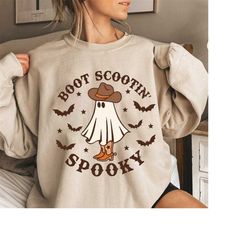 boot scootin spooky sweatshirt, halloween shirt, cowboy ghost shirt, western halloween shirt, cute spooky shirt, hallowe
