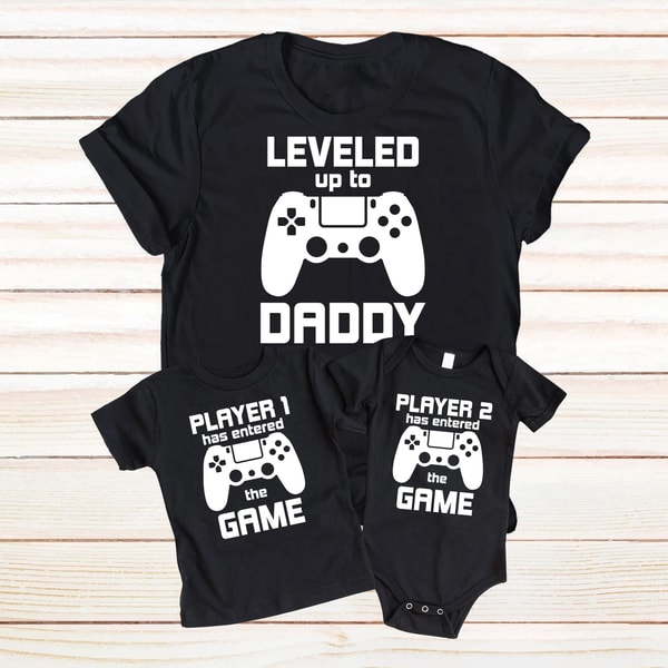 Leveled Up To Daddy Player 2 Has Entered The Game T-shirt, Matching Dad And Baby Shirts, Matching Father Baby Gift Set, Dad Gift-23.jpg