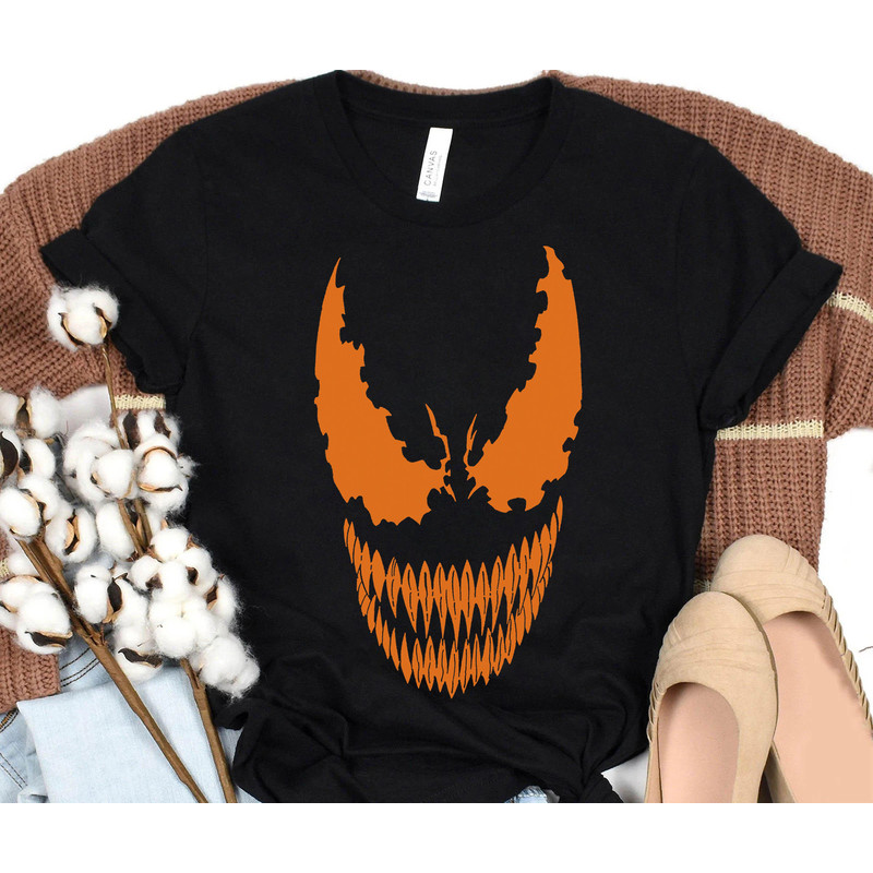 Marvel Venom Orange Face Halloween T-Shirt, Venom Halloween Pumpkin Shirt, Trick Or Treat, Disneyland Halloween Party Gift Shirt-29.jpg