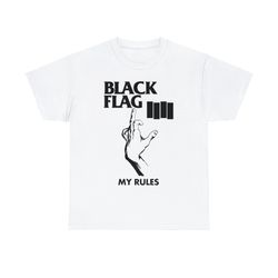 black flag t shirt my rules socal hardcore punk henry rollins circle jerks minor threat dead kennedys unisex heavy cotto