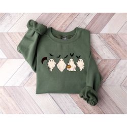vintage halloween sweatshirt, ghost halloween shirt for women, fall shirts, halloween sweater, ghost sweatshirt, hallowe