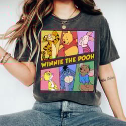 disney winnie the pooh retro 90s group characters t-shirt, pooh, tigger, piglet, eeyore shirt, disneyland wdw family mat