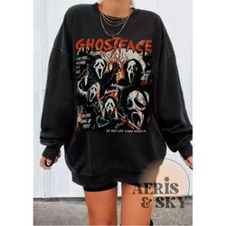 retro horror movies sweatshirt, ghostface crewneck retro halloween sweatshirt, watch scary movies, 90s halloween classic