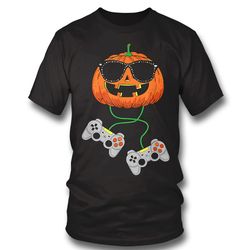 halloween jack o lantern gamer boys kids men funny halloween t shirt