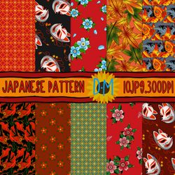 japanese seamless pattern digital papers - oriental background