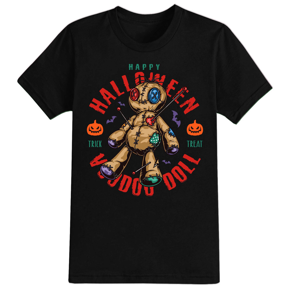 Voodoo Doll Halloween T-Shirt For Men, Women & Kids 100% Cotton Black Shirt, Funny Scary T-Shirts.jpg