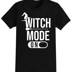 witch mode on halloween t-shirt for men, women & kids 100 cotton black shirt, funny scary t-shirts, horror movie shirts