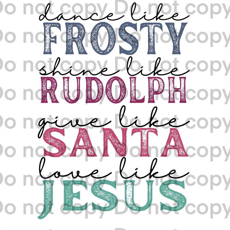 Cute Vintage Christmas Love Like Jesus Rudolph Santa Frosty Kids Boy Toddler PNG Digital Design Sublimation Download for T Shirt - 1.jpg