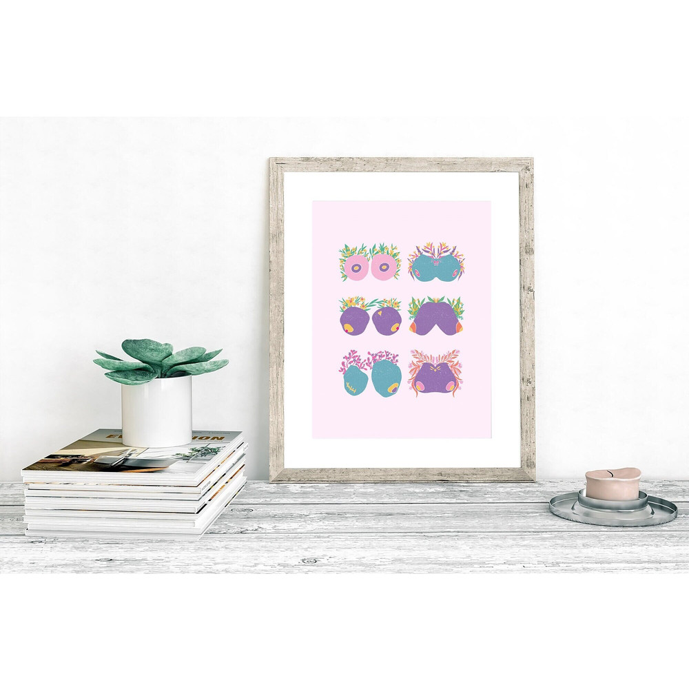 Floral Boobs Art Feminist Body Positivity Aesthetic Wall Decor Printable Art DIGITAL PRINT - 1.jpg