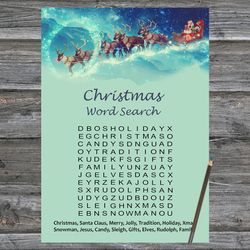 Christmas party games,Christmas Word Search Game Printable,Santa's sleigh fly Christmas Trivia Game Cards