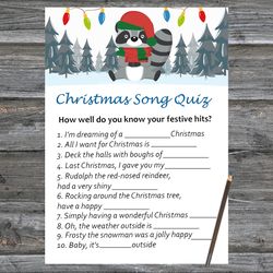 Christmas party games,Christmas Song Trivia Game Printable,Christmas Raccoon Trivia Game Cards